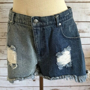 NWT FINDERS KEEPER Women High Waist Distressed Blue Denim Short Shorts Sz Small